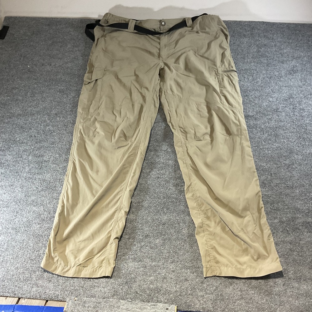 Columbia Sportswear Mens 44x34 Tan Khaki Nylon Cargo Hiking Pants with Ripstop
